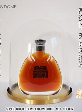 微景观玻璃罩北欧INS金色不锈钢托盘永生花防尘 居家创意桌面摆件