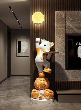 创意柿柿如意暴力熊轻奢高端落地摆件大型大号客厅电视柜旁装饰品