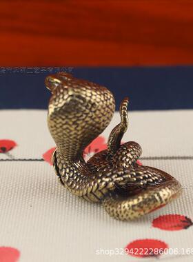 铜雕蛇摆件黄铜十二生肖蛇家居客厅装饰铜器工艺品蟒蛇眼镜蛇摆件