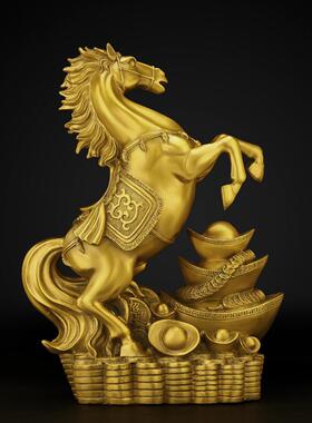 黄铜马摆件马到成功马黄铜客厅办公室装饰工艺品大号唐马摆件