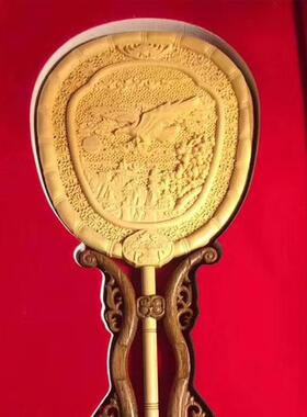 白桧木宫扇摆件-大展宏图底座材质-楠竹 家居摆饰摆件 工艺送礼品
