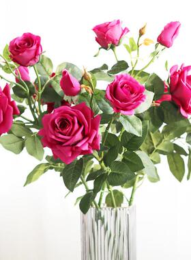 高级手感保湿玫瑰花假花仿真花束客厅家居餐桌干花摆件人造花插花