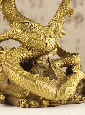 铜龙摆件汉龙铜十二生肖龙龙小盘龙家居装饰工艺品摆件