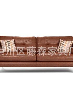 美式工业风家具北欧小户型皮单人双人三人皮沙发