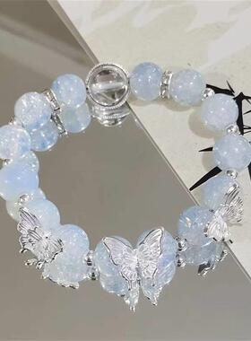 中式蝴蝶串珠手炼同款女款印象轻奢小众高级气质情侣手串闺蜜礼物