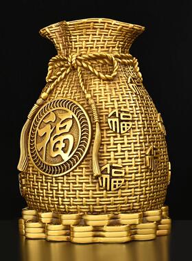 铜储钱罐饰品铜金袋客厅捡钱袋幸运袋储钱罐聚宝盆饰品纯