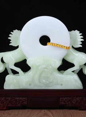 合成玉石马摆件马到成功生肖马新中式客厅酒柜玄关装饰办公室摆设