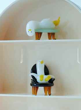 琉璃手作躺平鸭治愈解压桌面小摆件办公室工位鸭子装饰品生日礼物