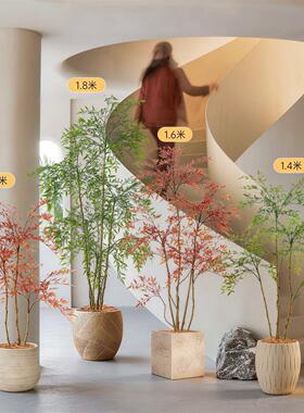 仿真绿植南天竹室内软装美学客厅沙发旁高级氛围感大型假植物盆景