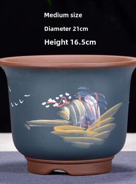 紫砂花盆、Clivia、Money Tree、Pothos花盆、家用室内绿色植物陶