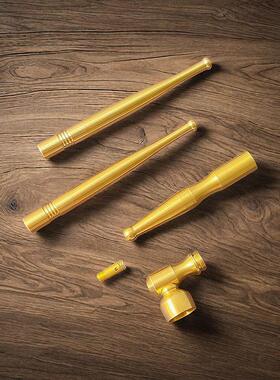 黄铜烟斗短款烟嘴便携老式铜烟杆带过滤芯旱烟两用可拆卸清洗