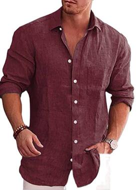 Polo collar long sleeved casual shirt for men翻领长袖衬衫男