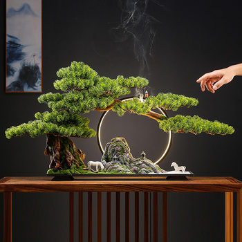 Simulated ຕ້ອນຮັບ pine bonsai ເຄື່ອງປະດັບຫ້ອງການໃຫມ່ແບບຈີນສີຂຽວພືດໂຮງແຮມຕົກແຕ່ງຮ້ານອາຫານເປີດຂອງຂວັນ