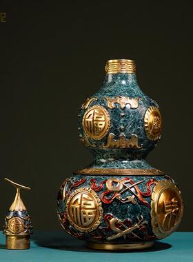 箐铜记 《福气到家》葫芦铜摆件家居装饰品客厅玄关乔迁新居礼品