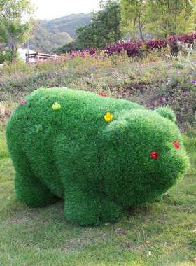 户外售楼处仿真绿植草皮熊猫雕塑幼儿园景观动物草坪花园装饰摆件