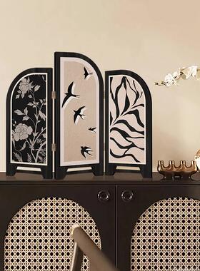 中世纪风格的客厅桌面装饰屏风装饰覆古艺术高端电视柜入口货架