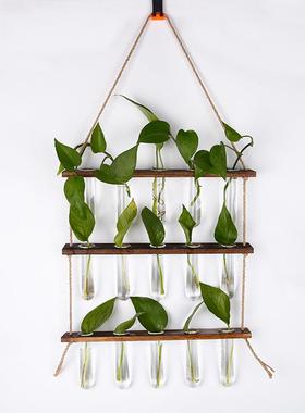 ins创意水培植物壁挂玻璃花瓶 绿萝小吊瓶小清新墙面挂饰
