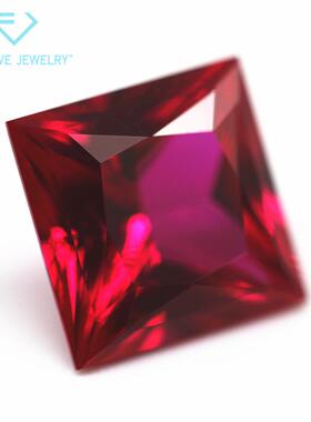 正方形直角车花培育红宝石裸石 公主方实验室培植再生长Ruby红宝