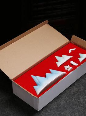 陶瓷假山手工禅意摆件新中式客厅茶室书房笔架玄关微景观鱼缸造景