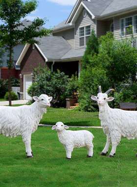 HY1080-外玻璃钢仿真绵羊雕幼塑户园林景动物山观羊摆件花园庭院
