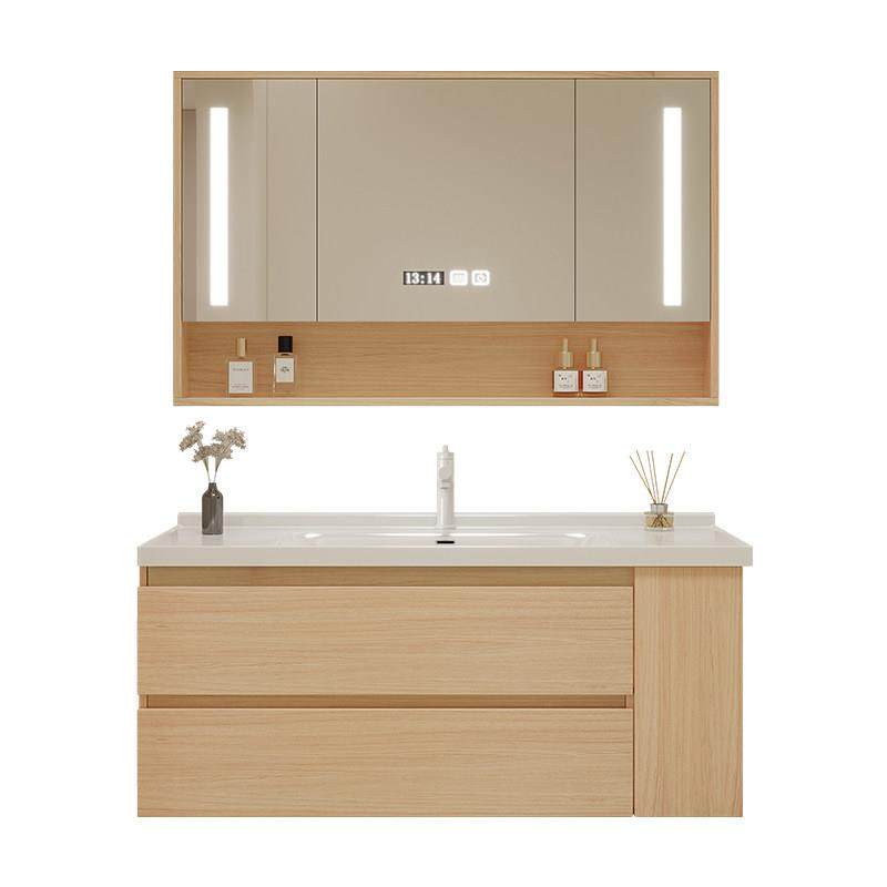 原木色浴室柜现代简约智能洗脸盆柜组合陶瓷一体洗漱台浴柜组合,淘宝优惠券,粉丝福利购,淘宝优惠卷