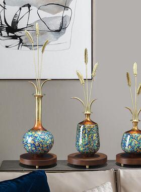 穗穗平安铜麦穗摆件入户玄关柜正对门装饰品轻奢高端乔迁开业礼品