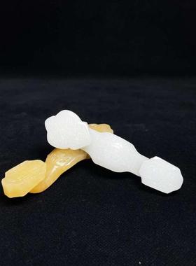 黄玉如意摆件天然玉石白如意新中式客厅玄关家居乔迁开业吉祥礼品