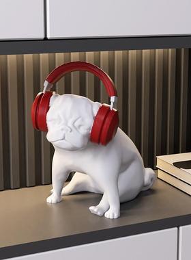 耳机动物小狗摆件现代简约入户玄关柜子酒柜书柜家居软装饰品摆设