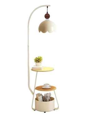 落地灯奶油北欧客厅沙发茶几置物架卧室床头柜摆件一体台灯立式灯