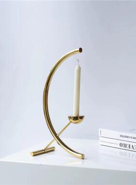 现代简约创意金属组合烛台书房样板间售楼部书架桌面装饰品摆件