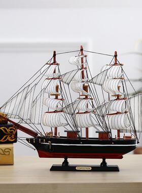 40cm大船木质帆船帆船模型地中海风格木制帆船摆件工艺品家居摆件