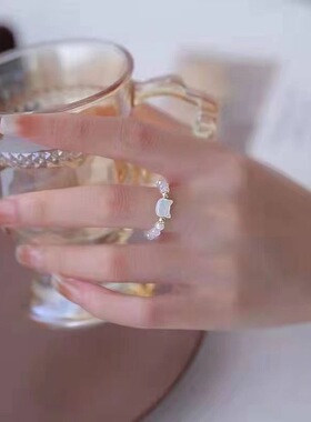 ins女学生可爱猫咪串珠戒指指环