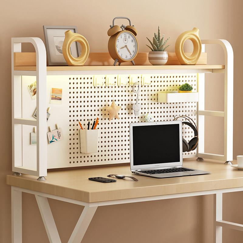 Desktop storage shelf office desk multi-layer bookshelf iron table student computer desk storage hole board bookshelves