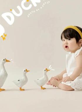 仿真大白鹅拍照道具儿童摄影田园摆件鹅模型室内外装饰布景美陈鹅