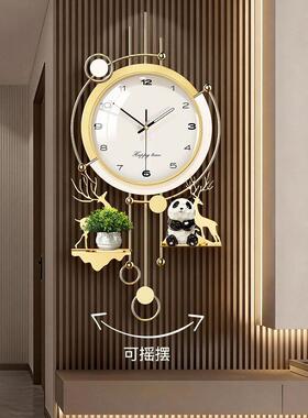 钟表挂钟客厅2026新款轻奢风现代大气静音格栅网红高级感挂墙时钟