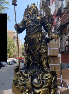 厂家黄铜武财神关公像摆件供奉神像九龙关公佛像铜像工艺品