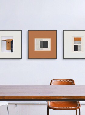 现简约抽象线条客厅装饰画北欧艺术餐厅卧室橙色壁画晶瓷挂画