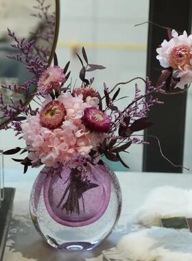 AAA级永生花花束麦秆菊绣球真花干花客厅餐桌边几装饰摆件高级感