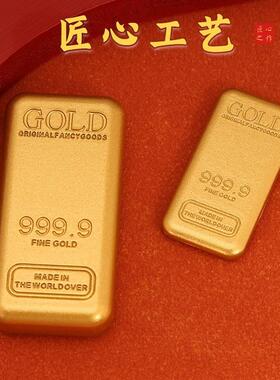 仿真沙金条沙金样品道具银摆件砖 实心沙金色金大号金金行条金砖