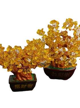 水晶招财树摇钱树花束半成品材料水晶礼品件配件水晶仿真花