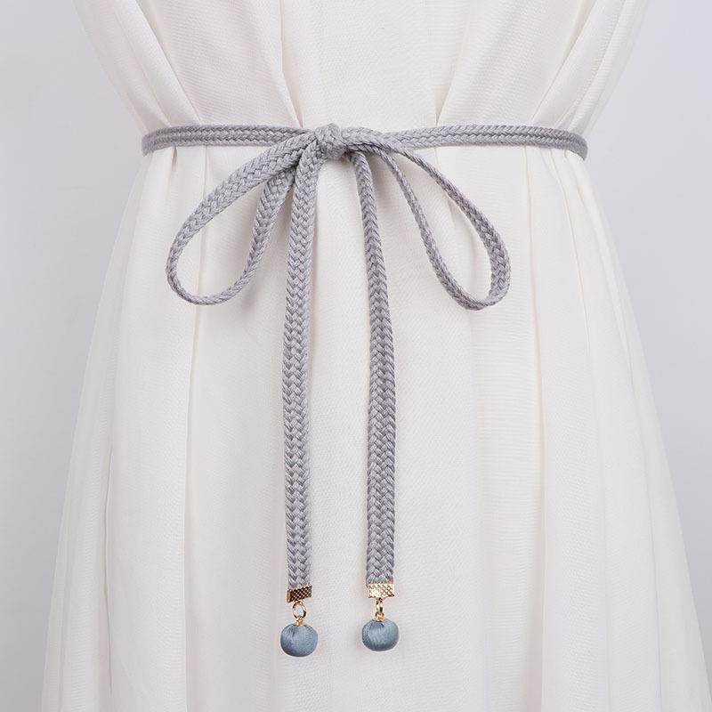 棉绳灰色腰带配饰女配长裙百搭编织打结细绳子装饰连衣裙腰绳卡其,淘宝优惠券,粉丝福利购,淘宝优惠卷