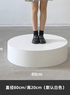 圆台F969TM8J底座模特展台示直播纱台照圆形拍台子木墩子婚店地台