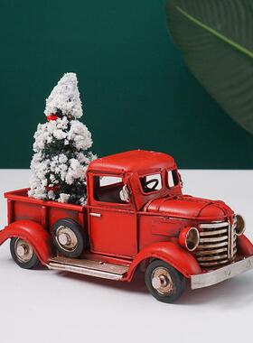 圣诞节卡车摆件复古美式TB647295红设酒吧装饰男孩房间置网布的小