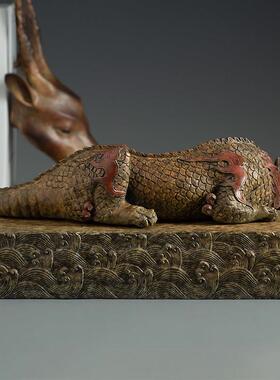 铜麒麟摆件镇水兽吸水兽龙王蚣蝮客厅玄关办公室装饰乔迁新居礼物