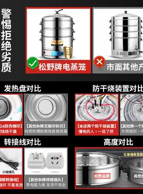 松野电蒸笼商用超大容量家用无磁电蒸锅多功能全自动馒头蒸锅蒸菜