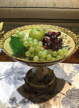 欧式家居摆件牡丹花瓶陶瓷配铜玄关摆设客厅镶瓷室内装饰礼品乔迁