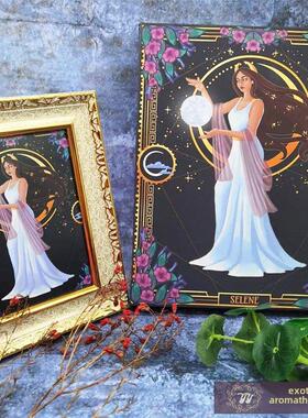 月亮女神MOON彩色画像挂件照片画框油画布卡片七寸摆件客厅书桌