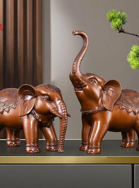 紫铜大象摆件一对纯铜吸水象招镇客厅办公室财宅门口店铺前台装饰
