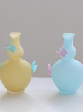 中古风创意手工蝴蝶葫芦花瓶高级感软装家居软装送礼装饰品