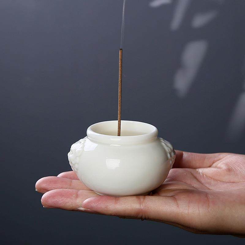 草木灰百福缸小香炉家用檀香香熏炉线香香插香座室内茶桌陶瓷摆件,淘宝优惠券,粉丝福利购,淘宝优惠卷